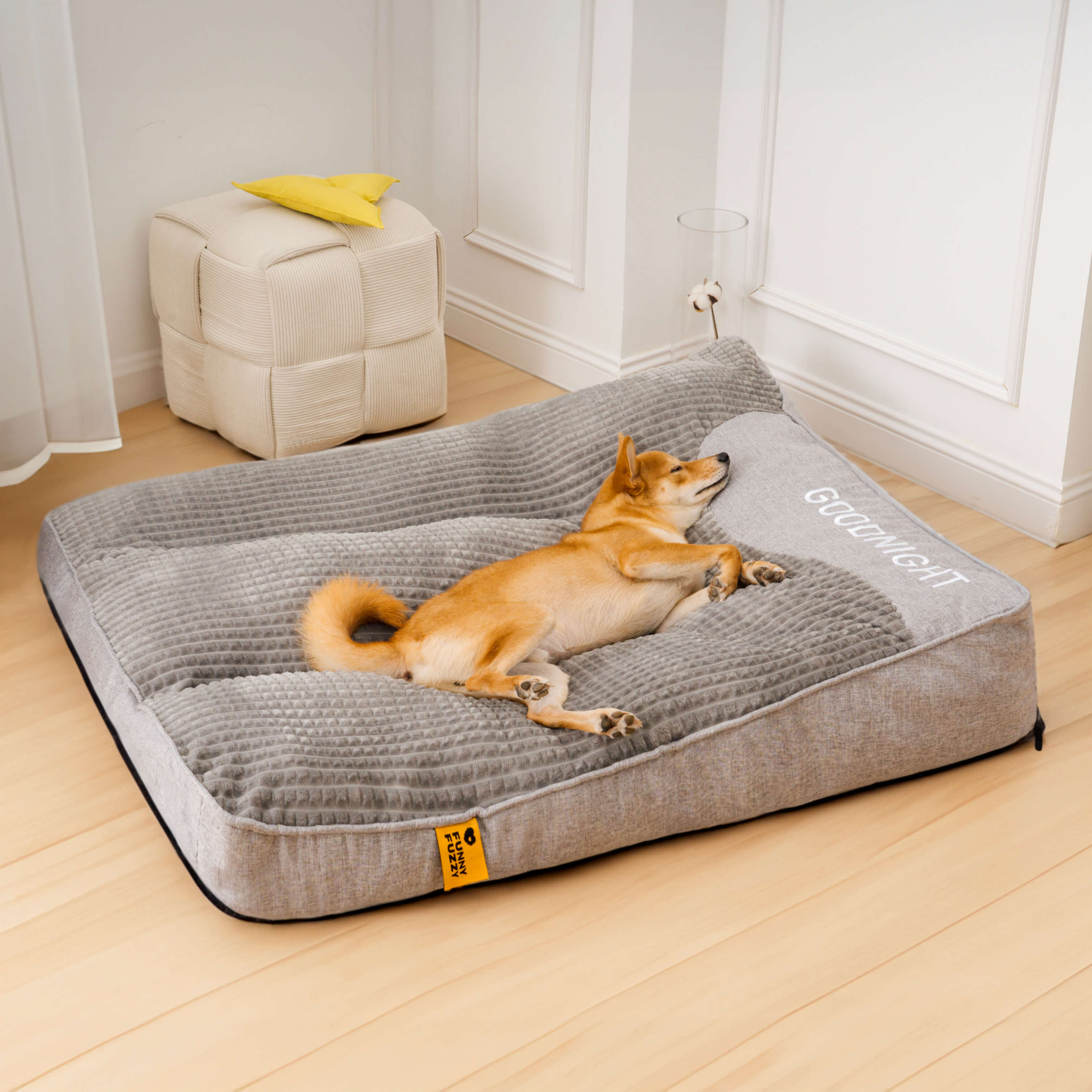 Panier orthopédique pour chien avec coussin de tête surélevé – coussin de luxe avec soutien du cou et housse en velours amovible pour petits et grands chiens | Sulvida