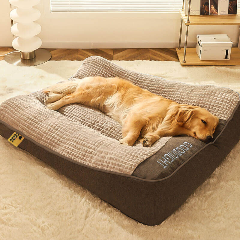 Panier orthopédique pour chien avec coussin surélevé pour la tête et housse amovible – confort de couchage luxueux pour chiens XL 2XL 3XL, marron ou gris | Sulvida