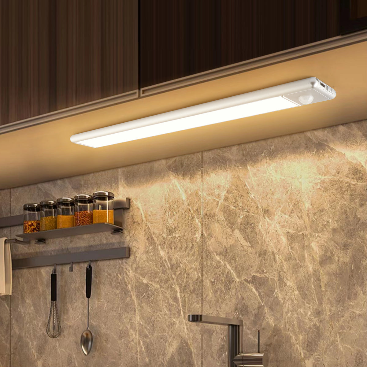 Éclairage LED magnétique avec détecteur de mouvement pour placard, 20/30/40 cm – Lampe à capteur rechargeable, lumière blanche chaude ou froide, pour cuisine, placard, escalier et bureau | Sulvida