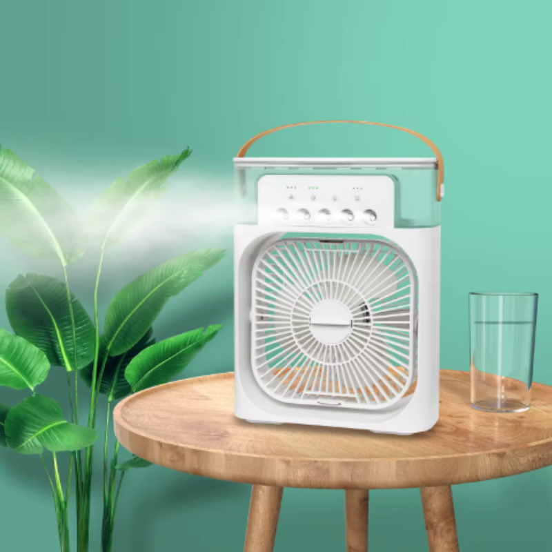 Mini-refroidisseur d’air portable avec humidificateur, rechargeable par USB, 3 vitesses, climatisation silencieuse pour bureau, maison et chambre, refroidissement personnel | Sulvida