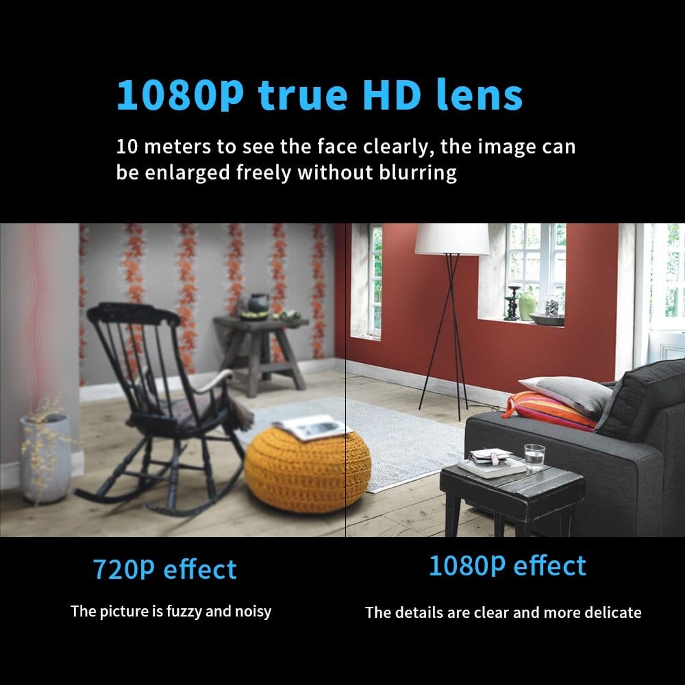 Caméra de sécurité sans fil avec vision nocturne – caméra Wi-Fi HD compacte pour la maison, avec détection de mouvement et commande via application | Sulvida