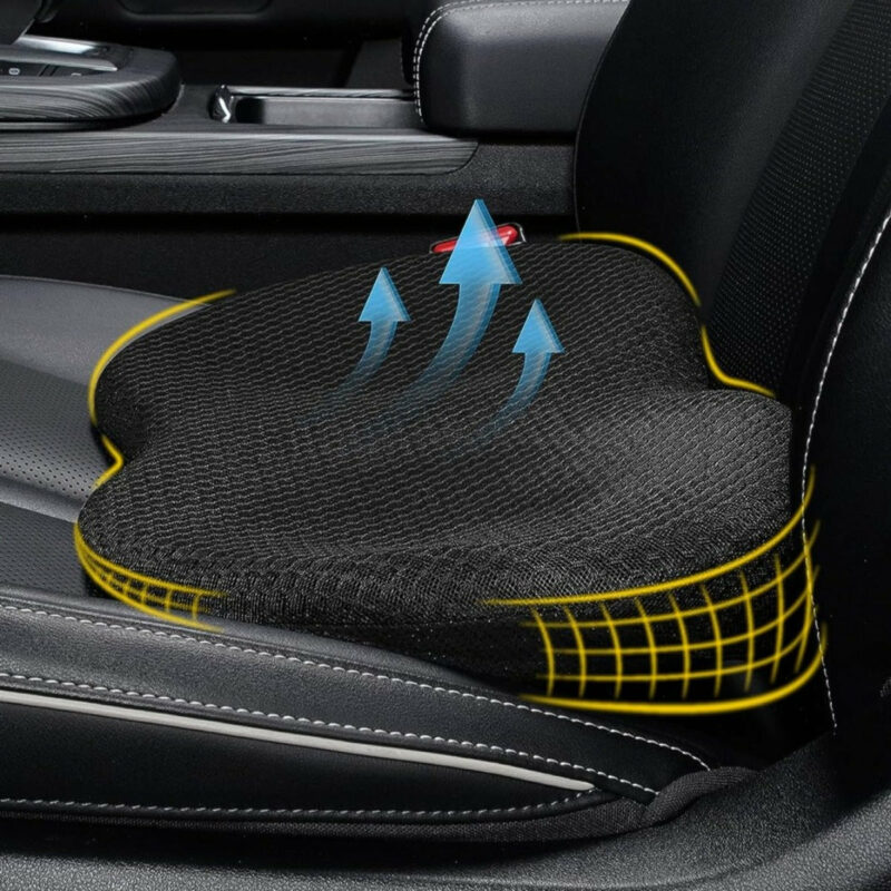 Coussin de siège auto pour conducteurs de petite taille – Coussin rehausseur en mousse à mémoire de forme – Rehausseur ergonomique pour voiture – Confort & soutien dorsal | Sulvida