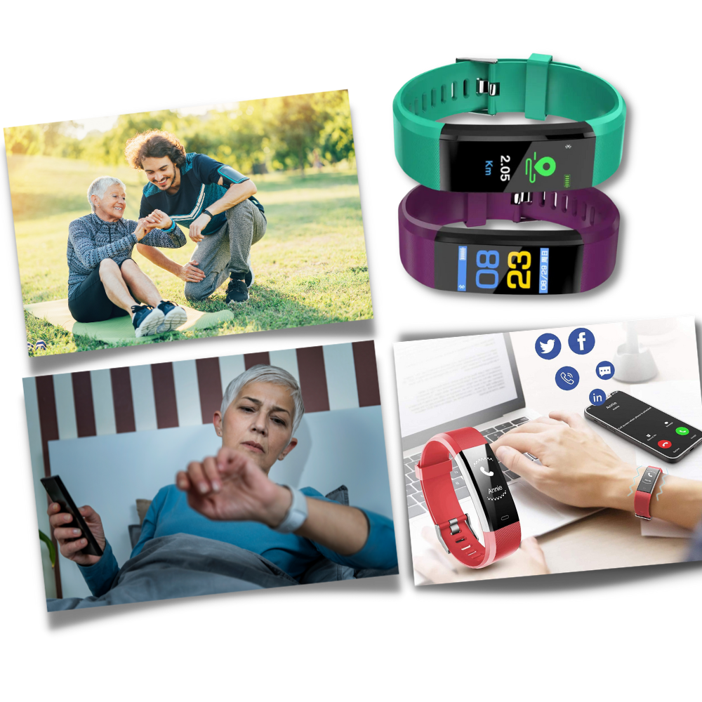 Smartwatch voor Senioren met Hartslagmeter en Bloeddrukmeter | Zwart Rood Groen Blauw Paars | Sulvida