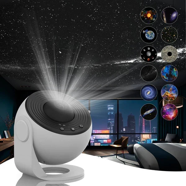 Projecteur d’étoiles Galaxy avec 13 disques interchangeables – boule de projection interchangeable pour créer une ambiance lumineuse dans la chambre, univers, planétarium et ciel étoilé | Sulvida