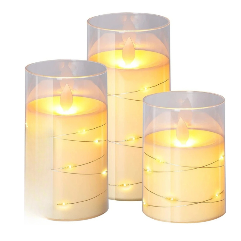 Bougies LED avec télécommande – Lot de 3 bougies à lumière blanc chaud et éclairage d’ambiance – Bougies sans flamme pour décoration intérieure et festive | Sulvida